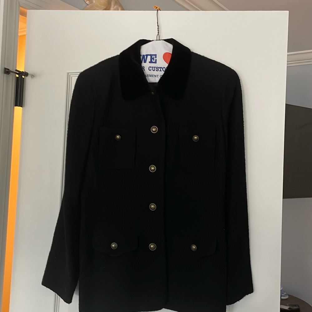 Wool lined black blazer with suede collar- excellent condition